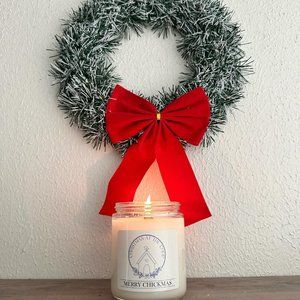 MERRY CHICKMAS Blue Rooster Candle Co Christmas at the Coop 7oz Candle